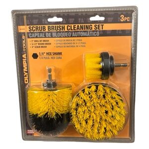 Olympia Tools 3pc Yellow Scrub Brush  Power Drill Cleaning Set